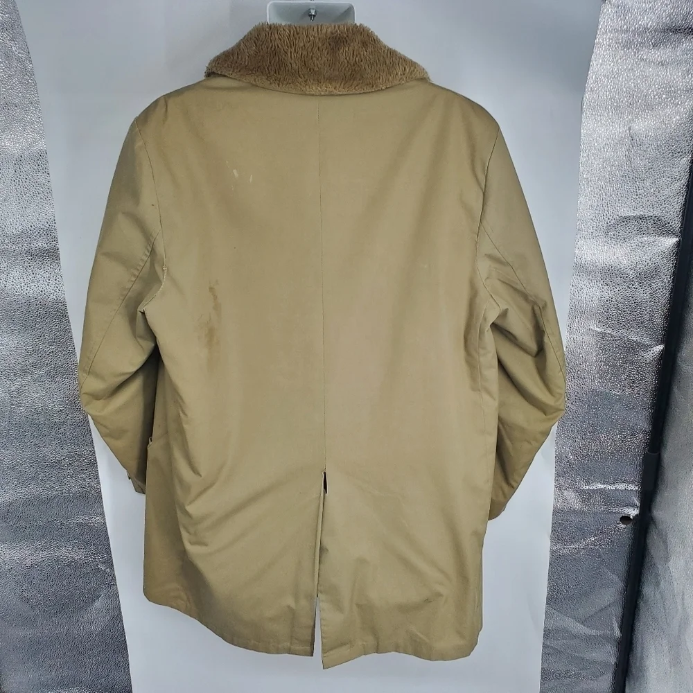 VTG Lakeland Sportswear Men's Tan Double Breasted Rancher Coat Size 42 Sherpa